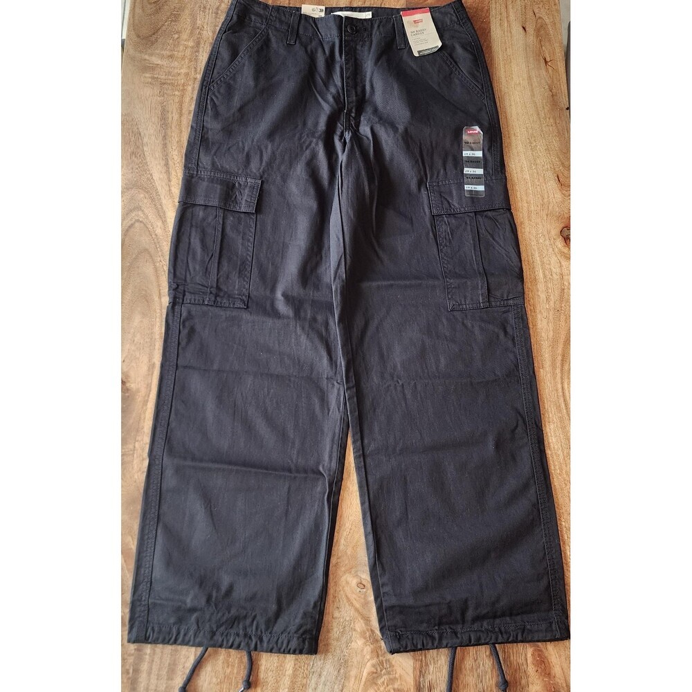 Levi's '94 Baggy Cargo Pants Mens 29x30 Black Adjustable Hem Canvas Workwear
